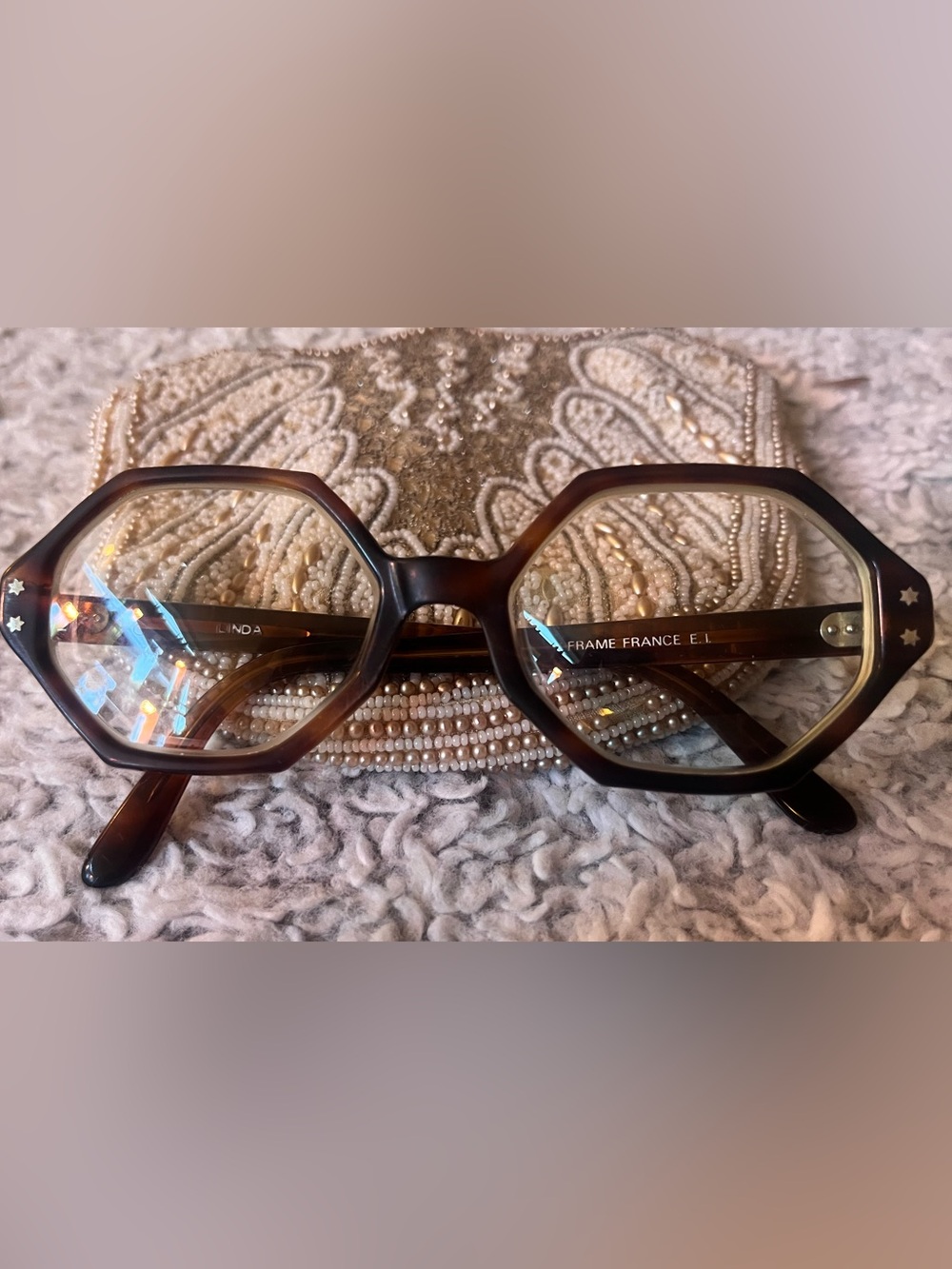 Hexagonal Vintage handmade Tortoiseshell Frame France frames
